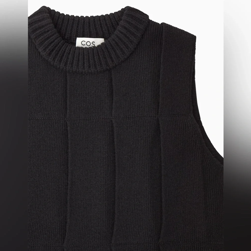 COS Fringed Panelled Wool Midi Dress black tassel knit  designer minimal sweater - Picture 6 of 15